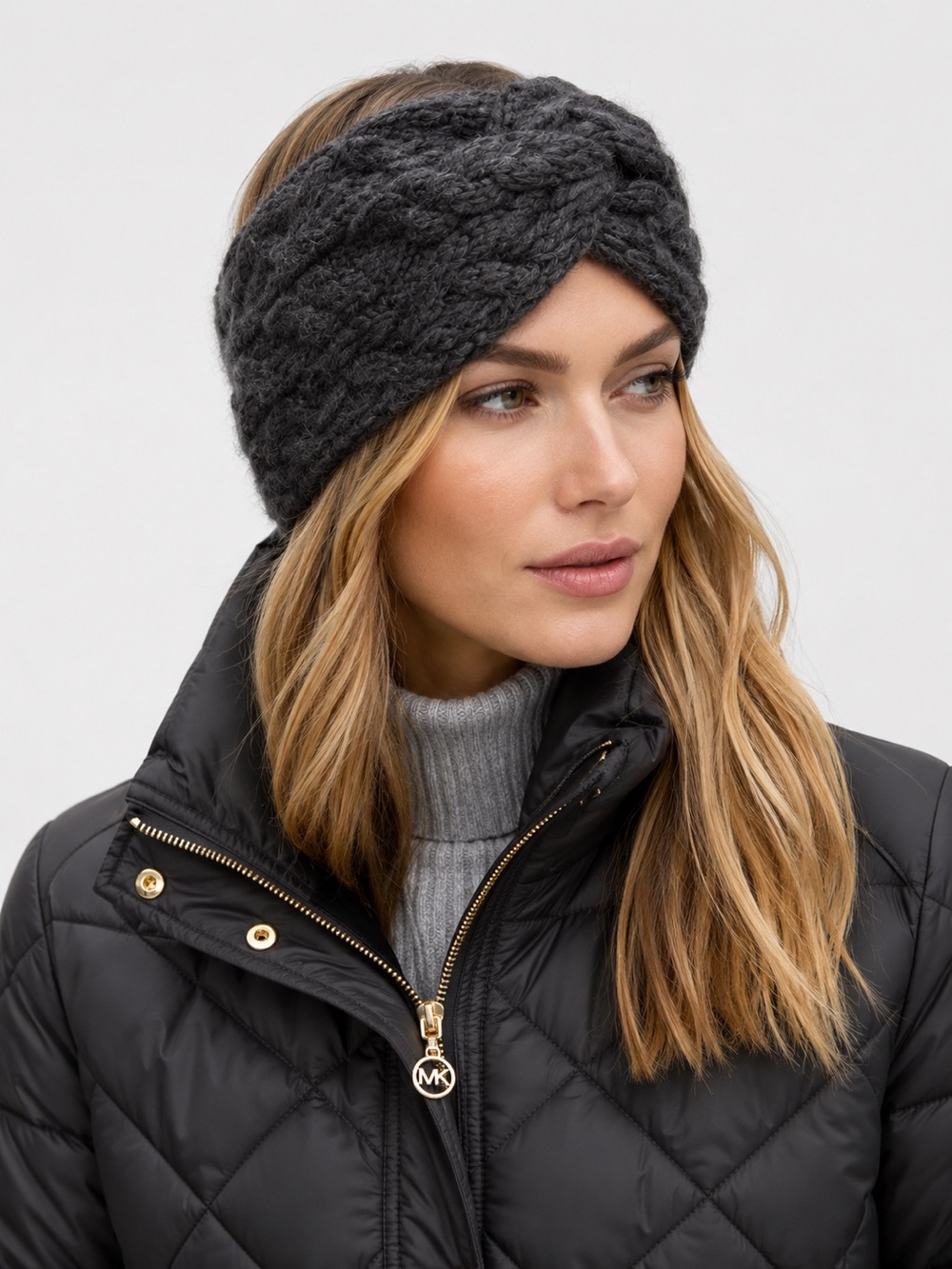 Michael Kors Dark Charcoal Knit Twist Headband